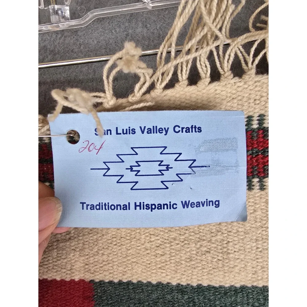 Vintage San Luis Valley Crafts 100% Wool Rug 15x36 Hand Woven Southwestern